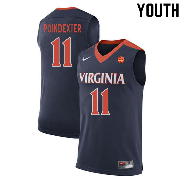 Youth #11 Malachi Poindexter Virginia Cavaliers College Basketball Jerseys Sale-Navy - Click Image to Close